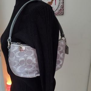 Small silver Coach purse